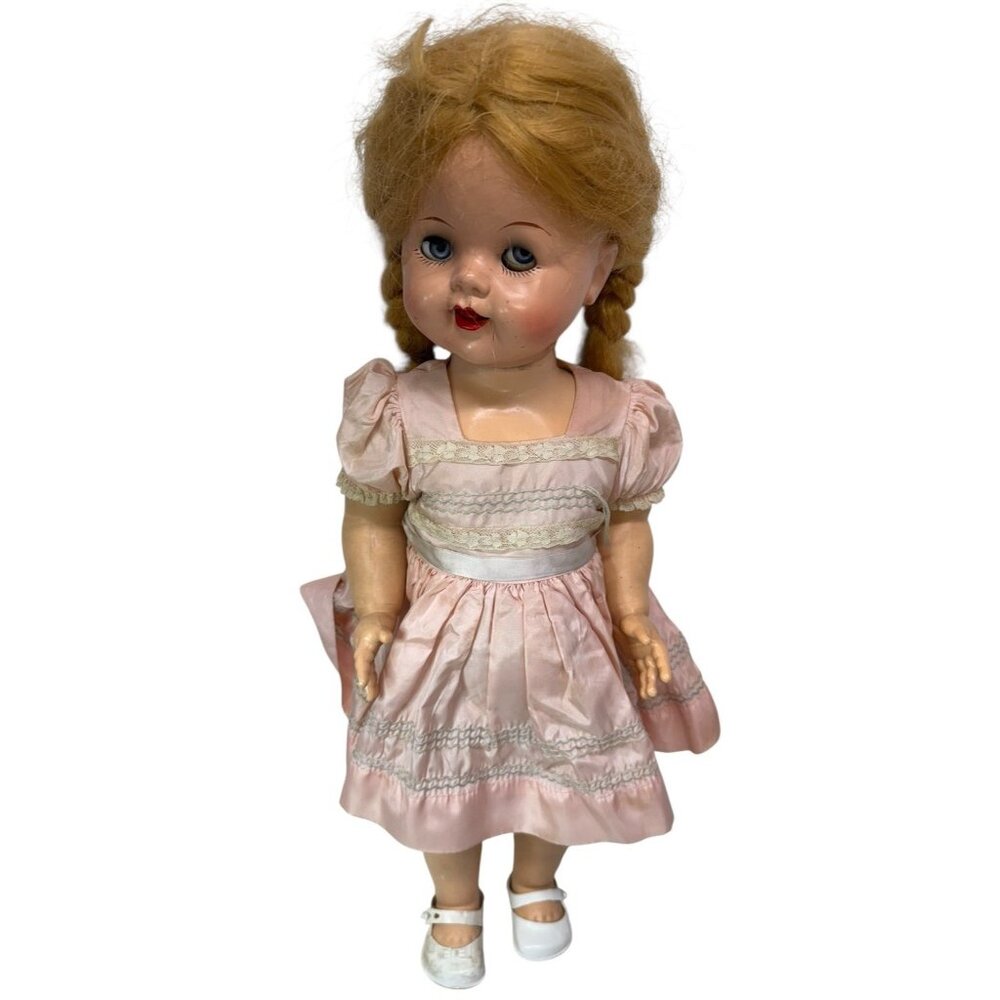 Vintage 1950s Ideal Saucy Walker 22" Doll Blonde Wig Flirty Eyes Hard Plastic